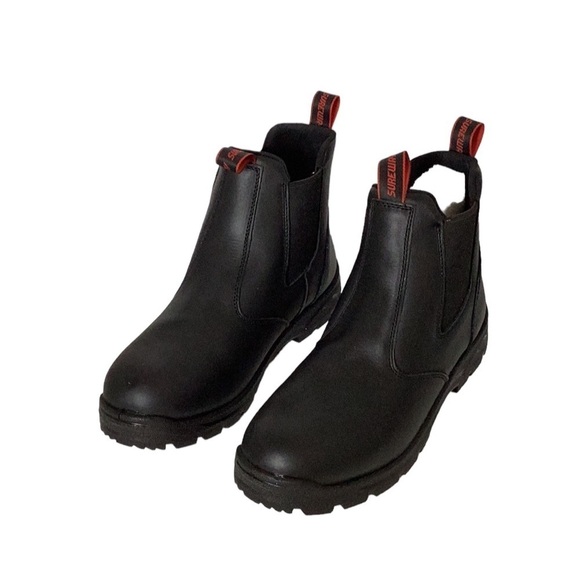 SUREWAY Men's Slip On Black Work Boots Slip/Water Resistant/Mechanic Work Boot - Picture 2 of 13